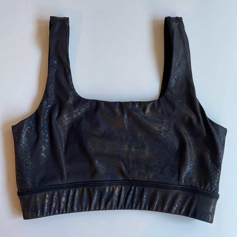 Mona B faux leather fully lined snake skin sports bra size small